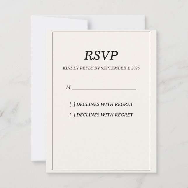 Carte de réponse RSVP élégante pour mariage Old Mo (Devant)