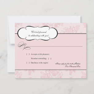 Carte de réponse RSVP en dentelle rose