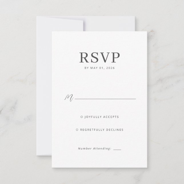 Carte de réponse RSVP en nuances de gris élégantes (Devant)