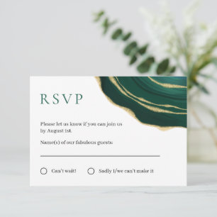 Carte de réponse RSVP en or avec pierre précieuse