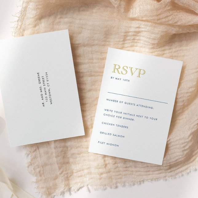 Carte de réponse RSVP en or simplement élégante ve (Créateur téléchargé)
