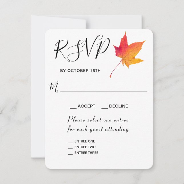 Carte de réponse RSVP Entrée Feuille d'automne Aut (Devant)