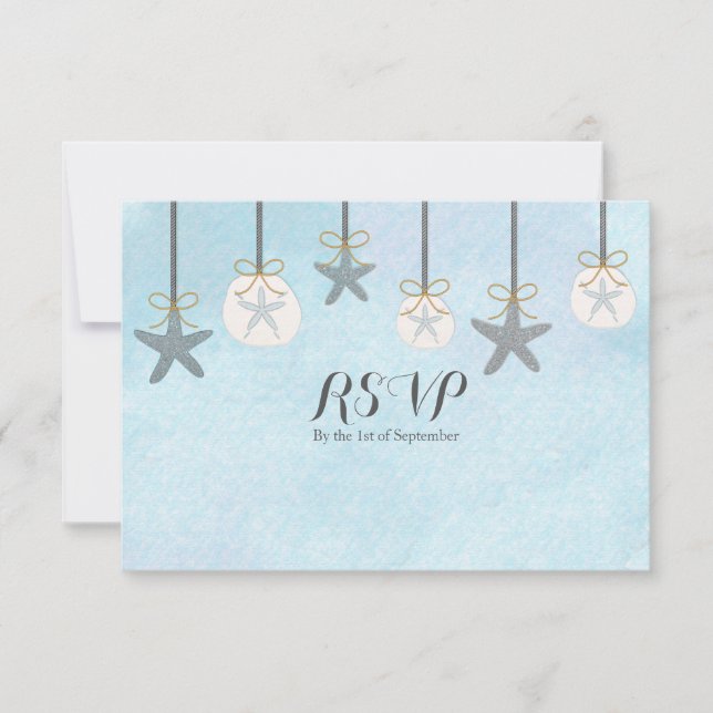 Carte de réponse RSVP Étoile de mer suspendue et p (Devant)