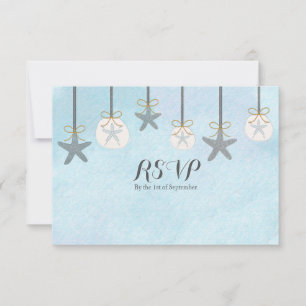 Carte de réponse RSVP Étoile de mer suspendue et p