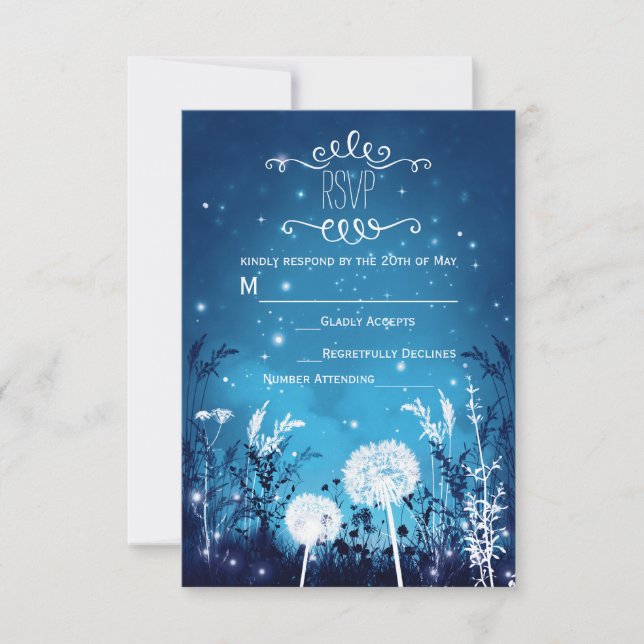 Carte de réponse RSVP Étoiles de ciel nocturne enc (Devant)