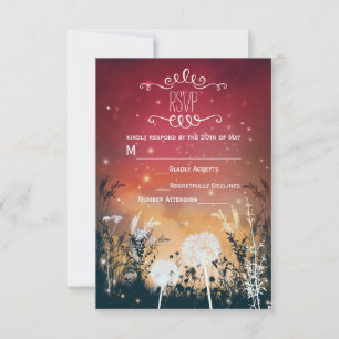 Carte de réponse RSVP Étoiles de la Nuit Rouge Enc