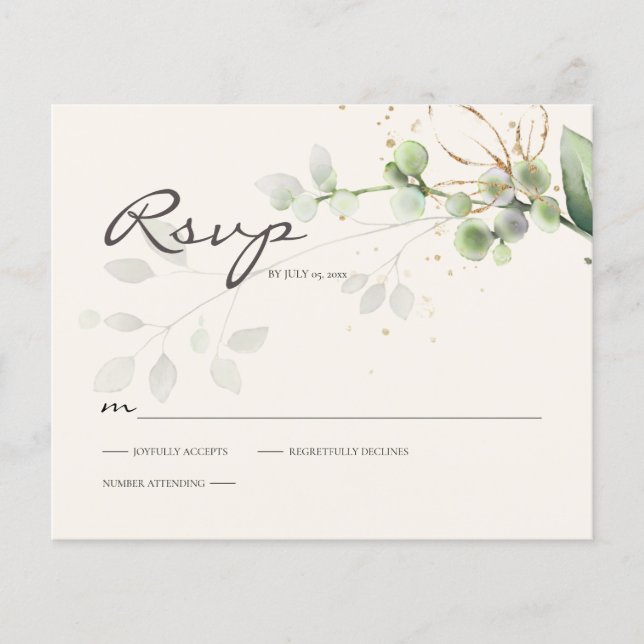 Carte de réponse RSVP Eucalyptus Budget (Devant)