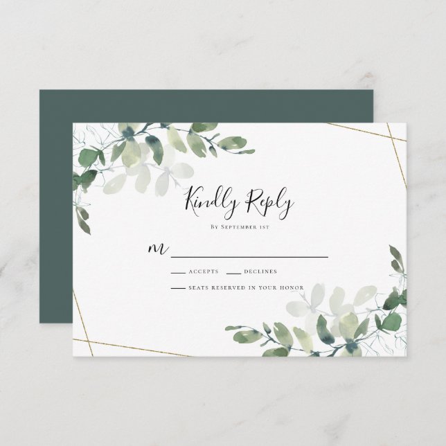 Carte de réponse RSVP Eucalyptus Wedding (Devant / Derrière)