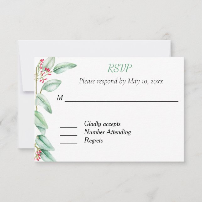 Carte de réponse RSVP Eucalyptus Wedding (Devant)