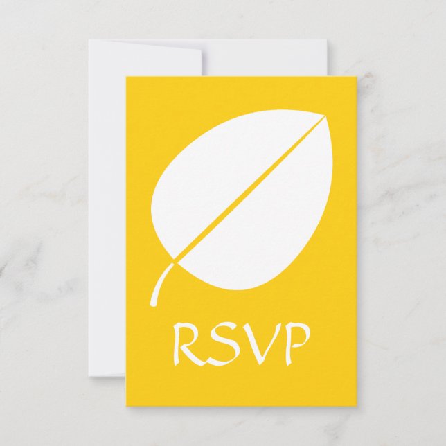 Carte de réponse RSVP Feuilles d'automne en jaune (Devant)