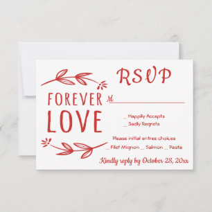 Carte de réponse RSVP feuilles de laurier rouge et