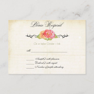 Carte de réponse RSVP Fleur Abstraite vintage