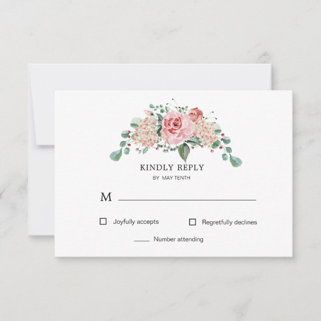 Carte de réponse RSVP fleur de minuit (Devant)