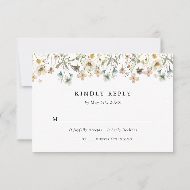 Carte de réponse RSVP Fleur sauvage (Devant)