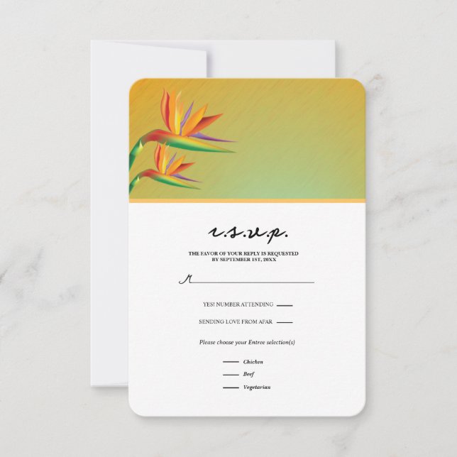 Carte de réponse RSVP Fleur tropicale de l'oiseau  (Devant)