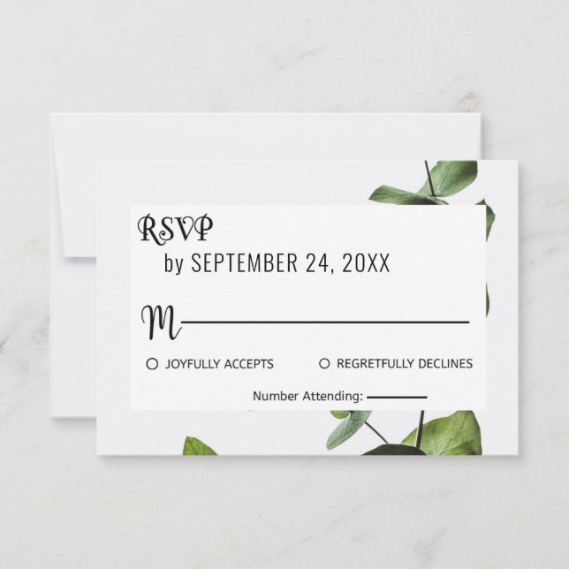 Carte de réponse RSVP fleurie vert émeraude (Devant)