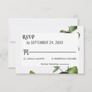 Carte de réponse RSVP fleurie vert émeraude