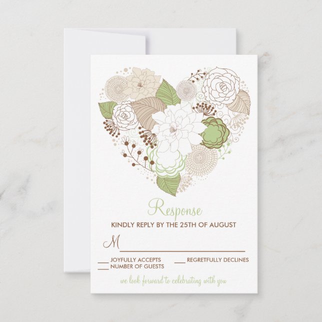 Carte de réponse RSVP Fleurs de printemps vert men (Devant)