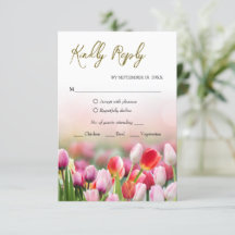 Carte de réponse RSVP Fleurs de tulipes colorées é