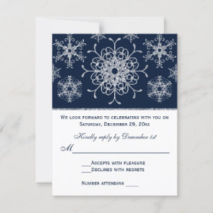 Carte de réponse RSVP Flocons de neige de style Na