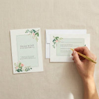 Carte de réponse RSVP Floral à l'aquarelle verte