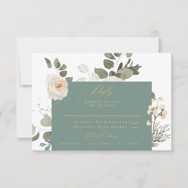 Carte de réponse RSVP Floral Botanique Douce (Devant)