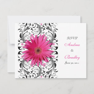 Carte de réponse RSVP Floral Gerbera Daisy rose