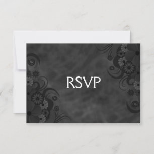 Carte de réponse RSVP Floral Gothique Black Chalkb
