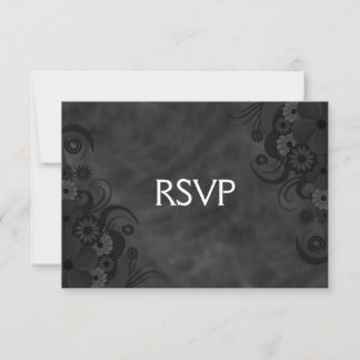 Carte de réponse RSVP Floral Gothique Black Chalkb