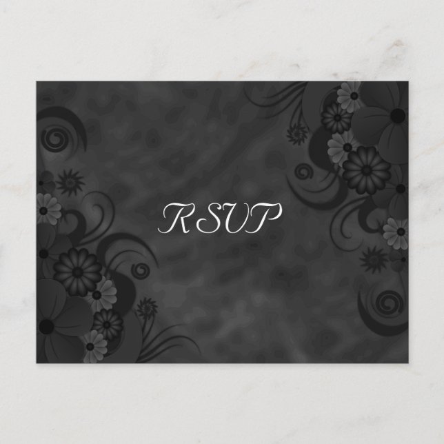 Carte de réponse RSVP Floral Gothique Black Chalkb (Devant)