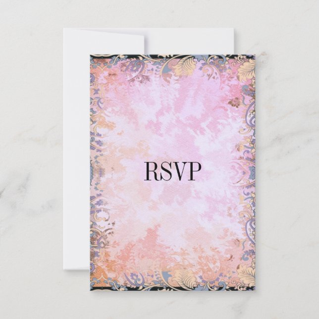 Carte de réponse RSVP Floral rose noir (Devant)
