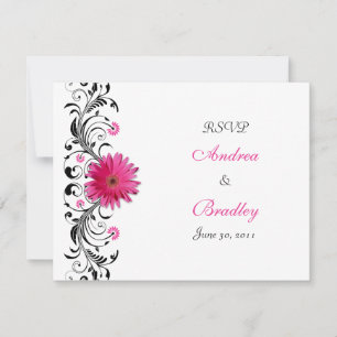 Carte de réponse RSVP florale avec gerbera rose