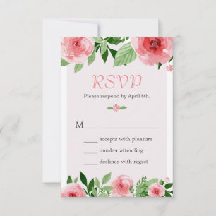 Carte de réponse RSVP florale botanique à la rose