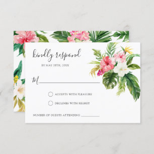 Carte de réponse RSVP florale tropicale