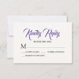 Carte de réponse RSVP Florale violet blanc
