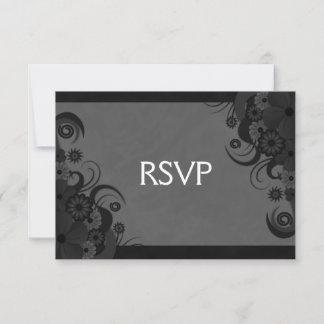 Carte de réponse RSVP gothique florale noire et gr