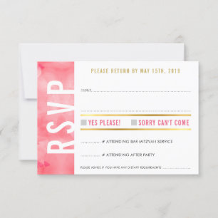 CARTE DE RÉPONSE RSVP gras bloc moderne corail ros