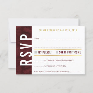 CARTE DE RÉPONSE RSVP gras bloc moderne rouge bord