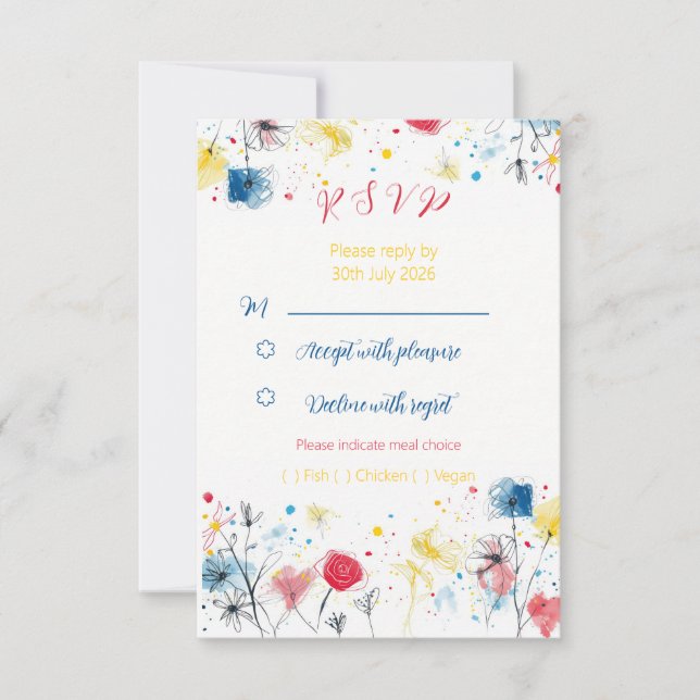 Carte de réponse RSVP - gribouillage milieu de siè (Devant)
