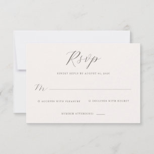 Carte de réponse RSVP Gris Élégant