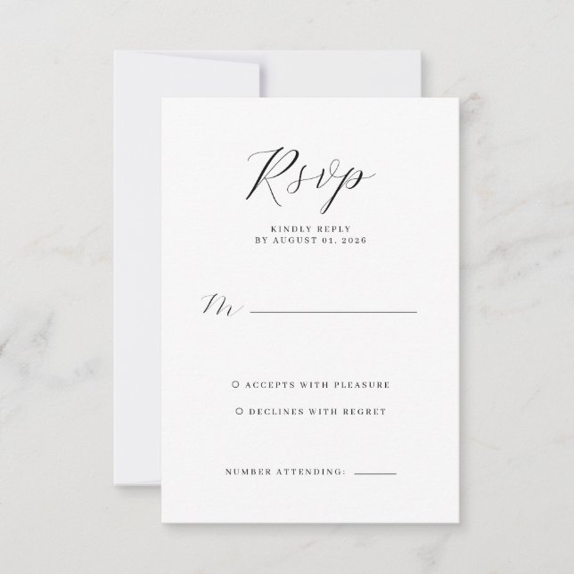 Carte de réponse RSVP Gris Élégant (Devant)