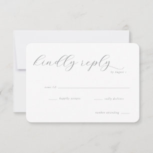 Carte de réponse RSVP Gris poli