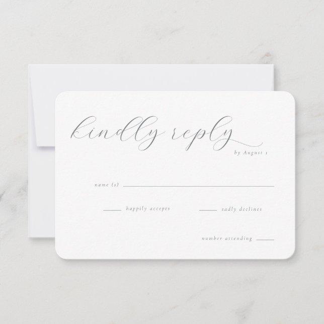 Carte de réponse RSVP Gris poli (Devant)