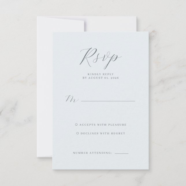 Carte de réponse RSVP grise élégante (Devant)