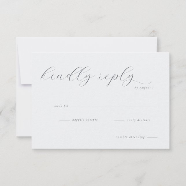 Carte de réponse RSVP Grise Élégante (Devant)