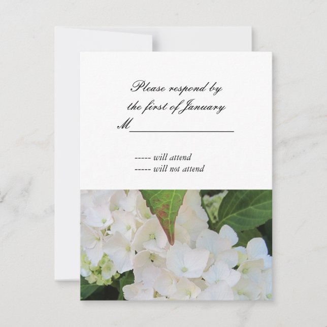 Carte de réponse RSVP Hydrangea blanche (Devant)