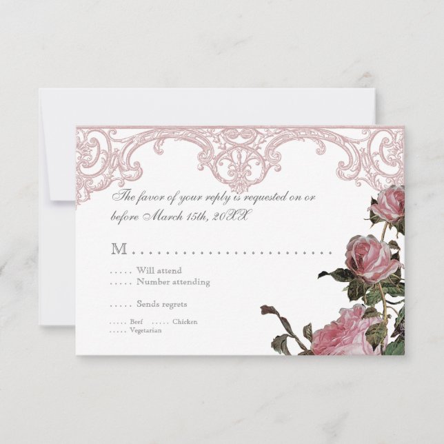 Carte de réponse RSVP - Invitation Trellis Rose Vi (Devant)