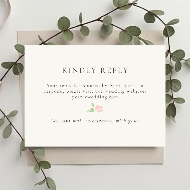 Carte de réponse RSVP Ivory | Floral QR (Créateur téléchargé)