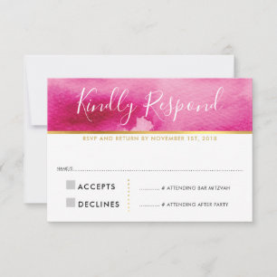 CARTE DE RÉPONSE RSVP jolie aquarelle rose
