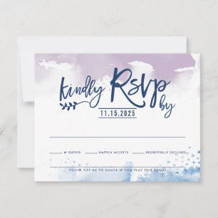 CARTE DE RÉPONSE RSVP jolie couleur bleu violet